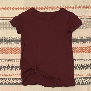 maroon tied crop top